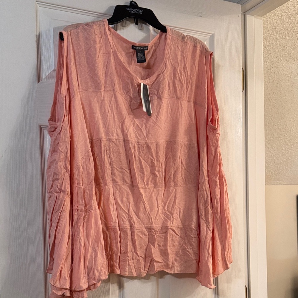 *Chelsea and Theodore Peach Blouse with Open Sleeves